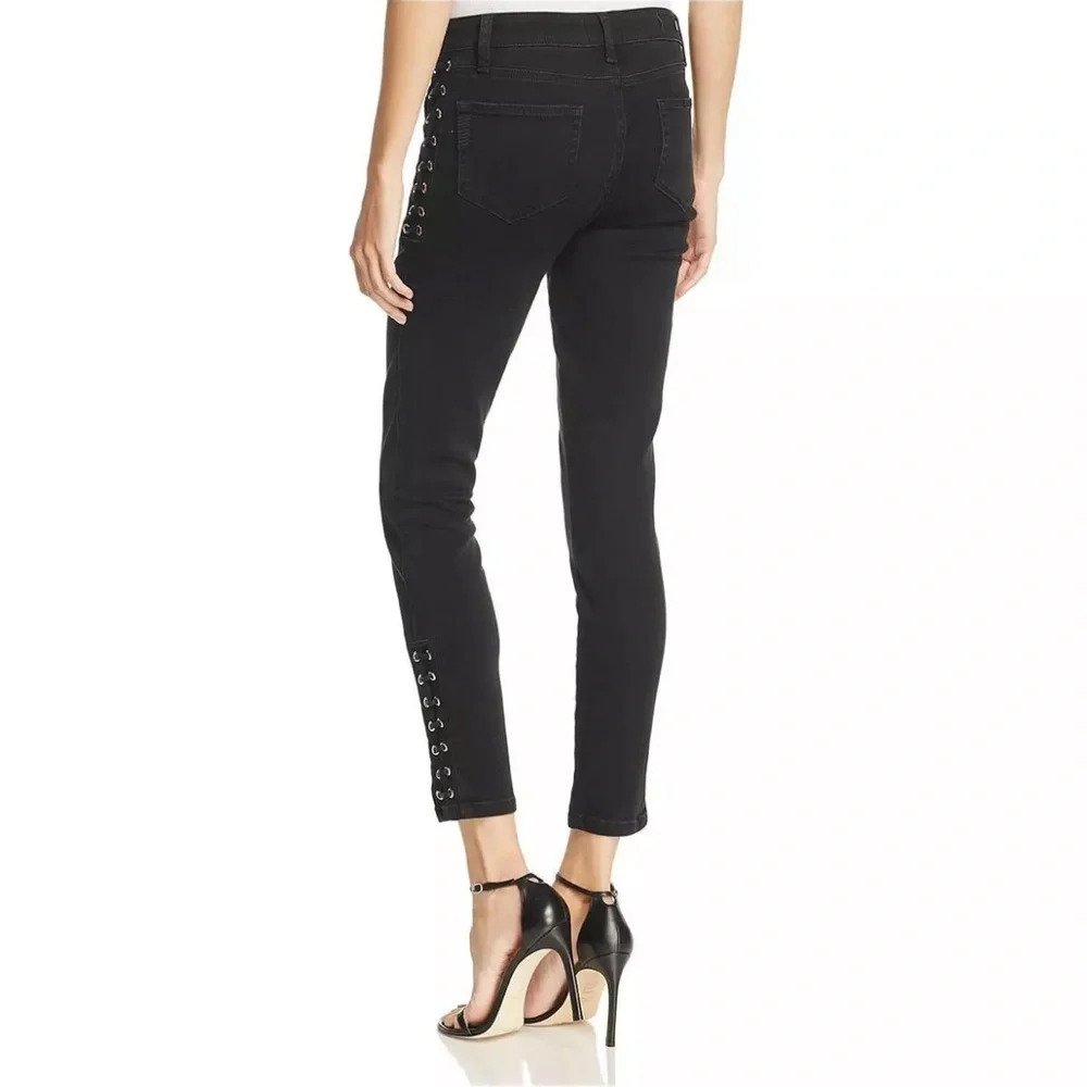 Paige Womens Lacey Lace-Upโ Ultra Skinny Ankle Jeans Size 27 Black Sky Y2K